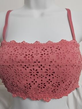 NEw Auden Pink Floral Lace Bralette Crop Top, Sz M